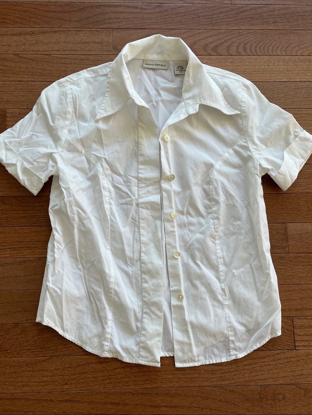 Banana Republic White Short-Sleeve Button-Down Shirt